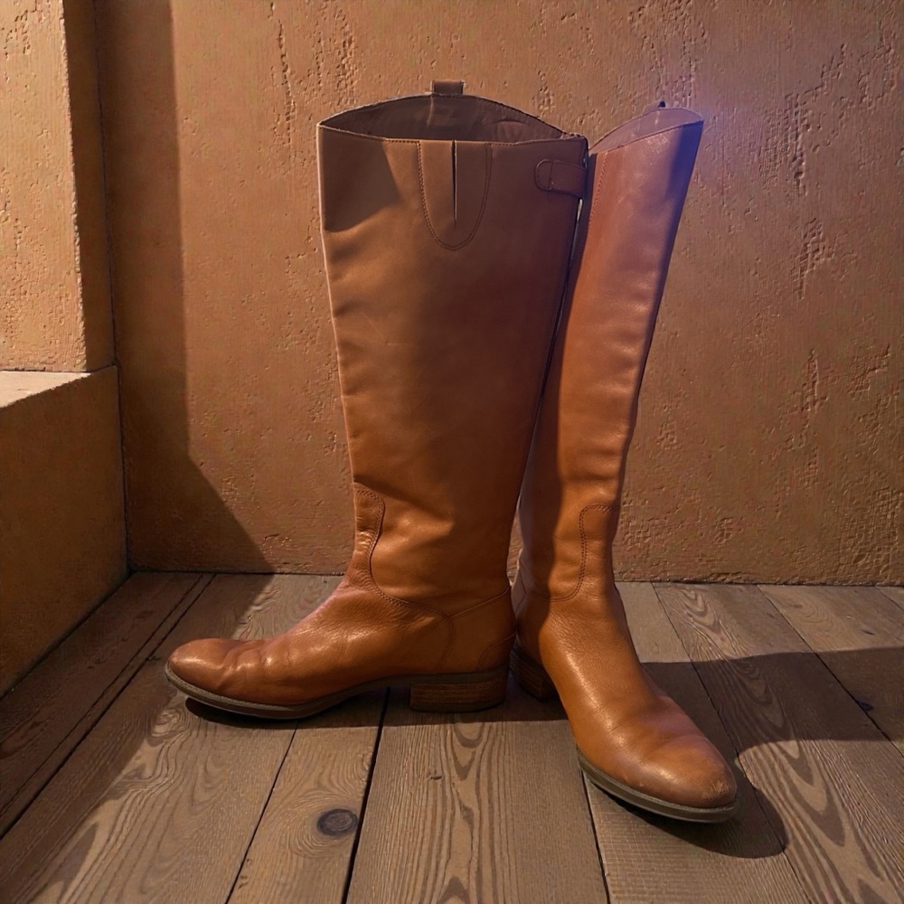 Sam Edelman Penny Whiskey Brown Leather Knee High Riding Boots 8.5 M